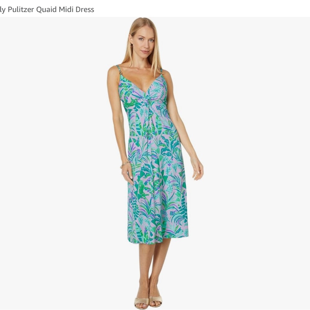 Lilly Pulitzer Quaid Midi Dress Purple Iris On The Chase print EUC